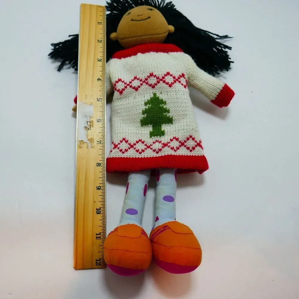 Groovy Girls Plush Doll Black Hair Christmas Sweater Orange Shoes